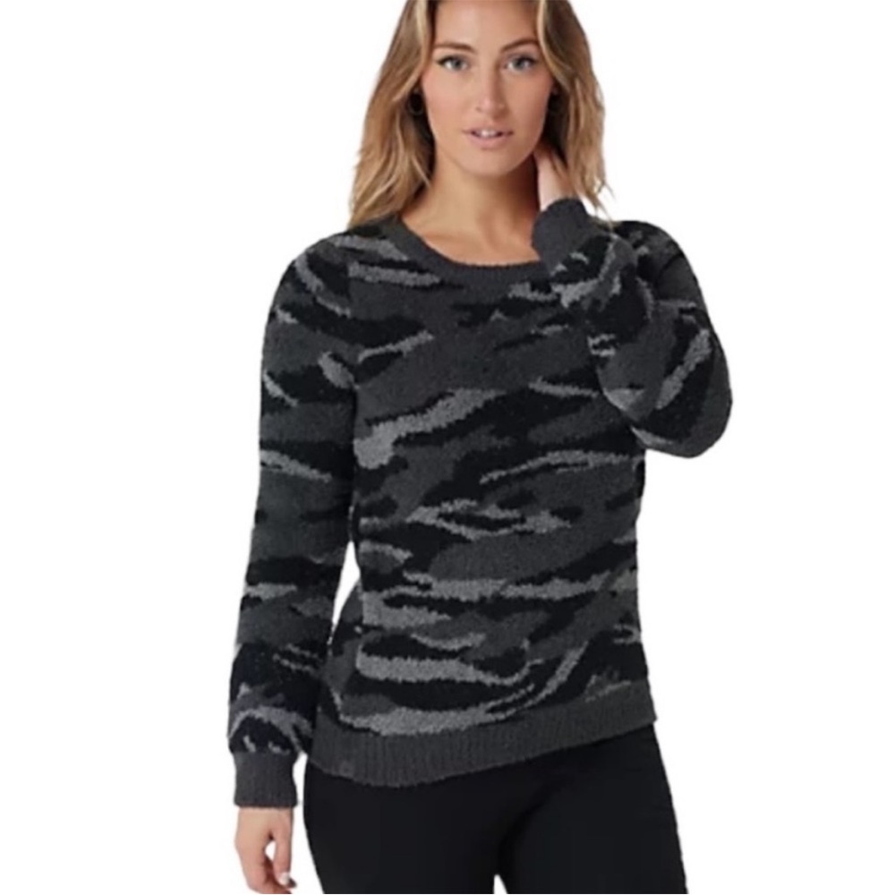NWT Barefoot Dreams CozyChic Seaside Crew Neck Pullover - Carbon Camo